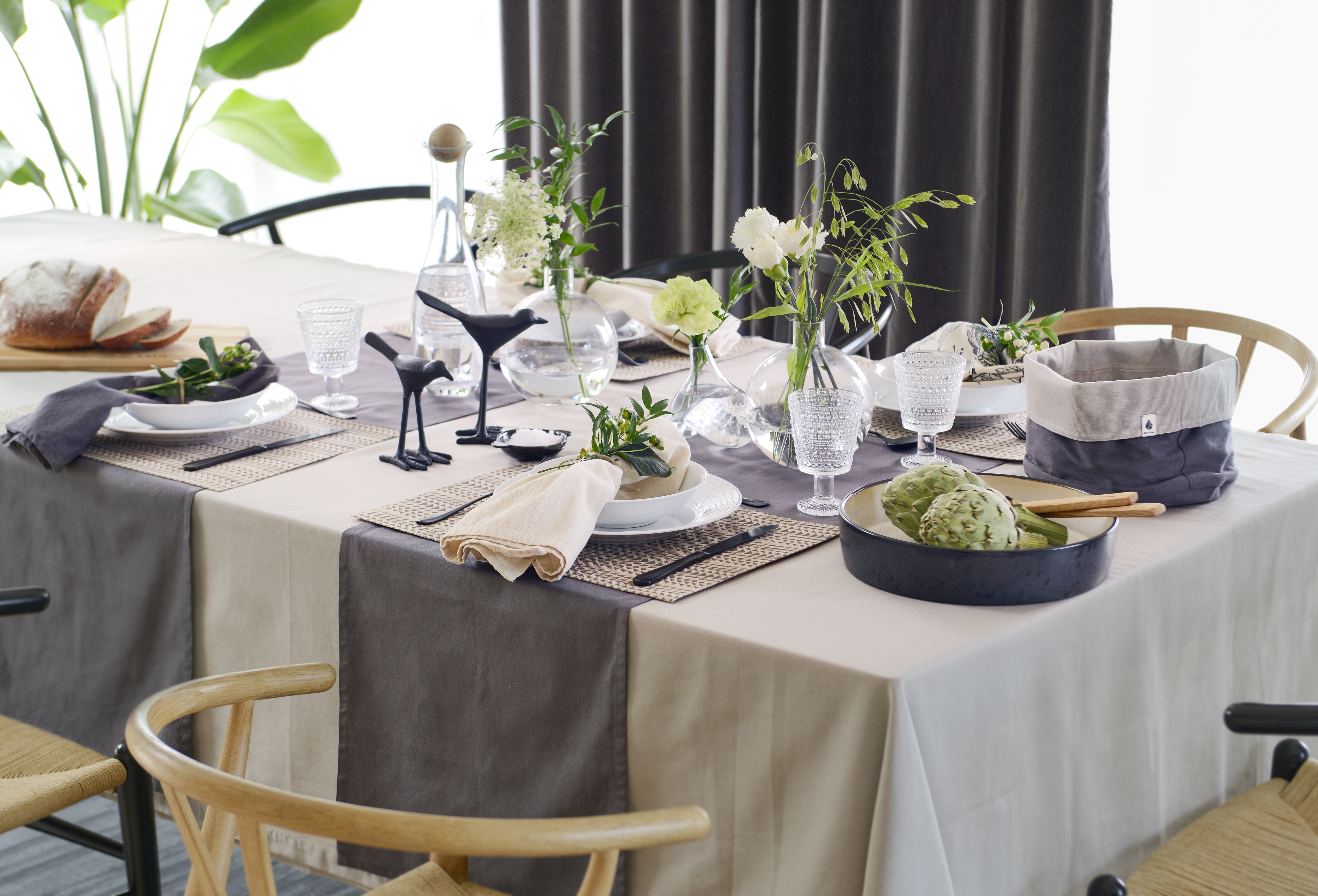 A nicely set table made up of designer products